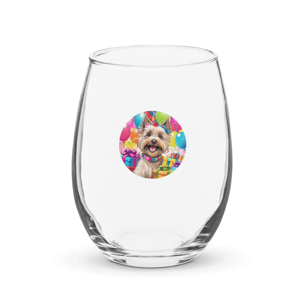 PugMug Custom Cairn Terrier Stemless Wine Glass