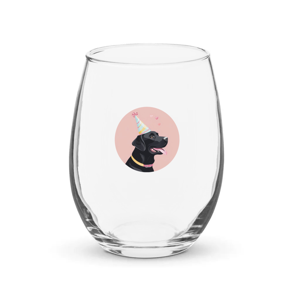 PugMug Custom Black Labrador Retriever Stemless Wine Glass