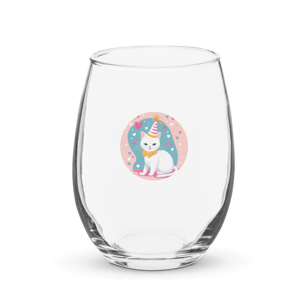 PugMug Custom White Companion Cat Stemless Wine Glass