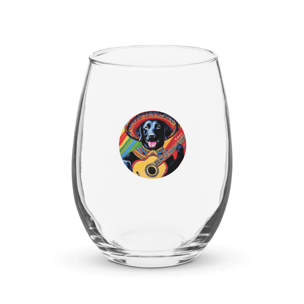 PugMug Custom Black Labrador Retriever Stemless Wine Glass