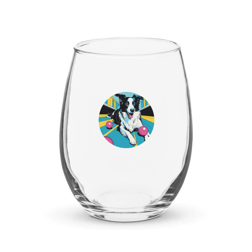PugMug Custom Border Collie Stemless Wine Glass