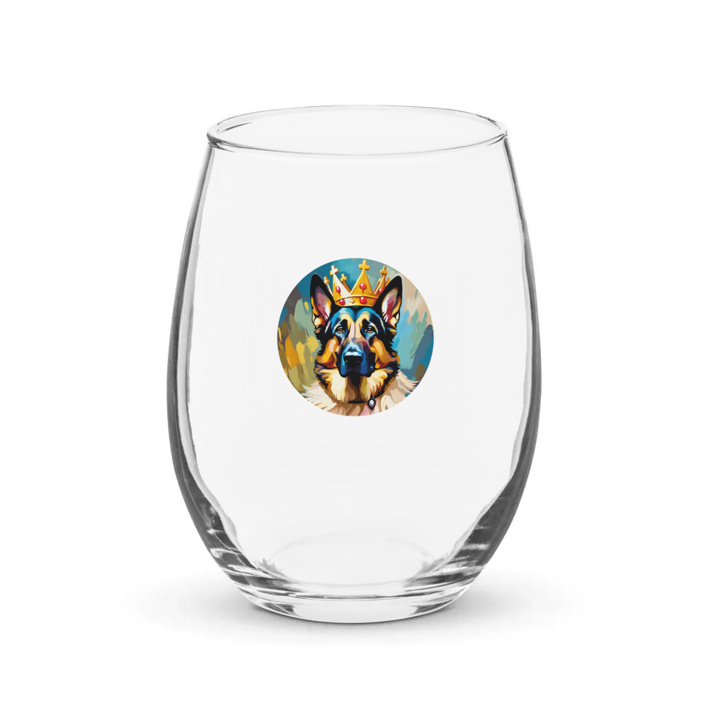 PugMug Custom German Shepherd Dog Stemless Wine Glass