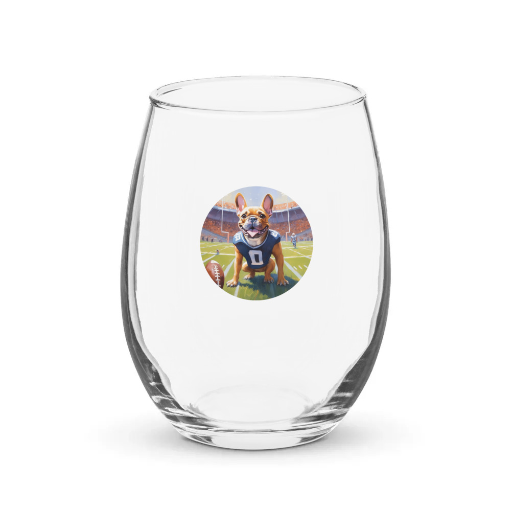 PugMug Custom Tan French Bulldog Stemless Wine Glass