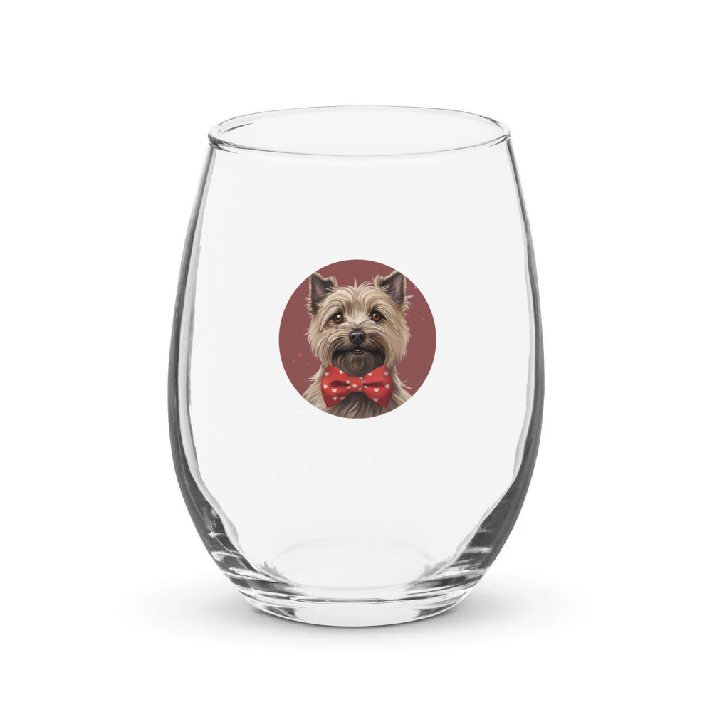 PugMug Custom Cairn Terrier Stemless Wine Glass