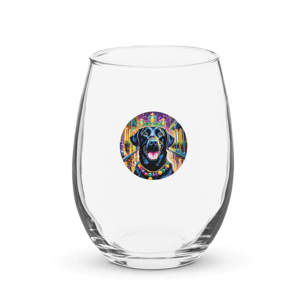 PugMug Custom Black Labrador Retriever Stemless Wine Glass