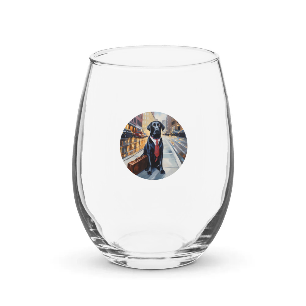 PugMug Custom Black Labrador Retriever Stemless Wine Glass
