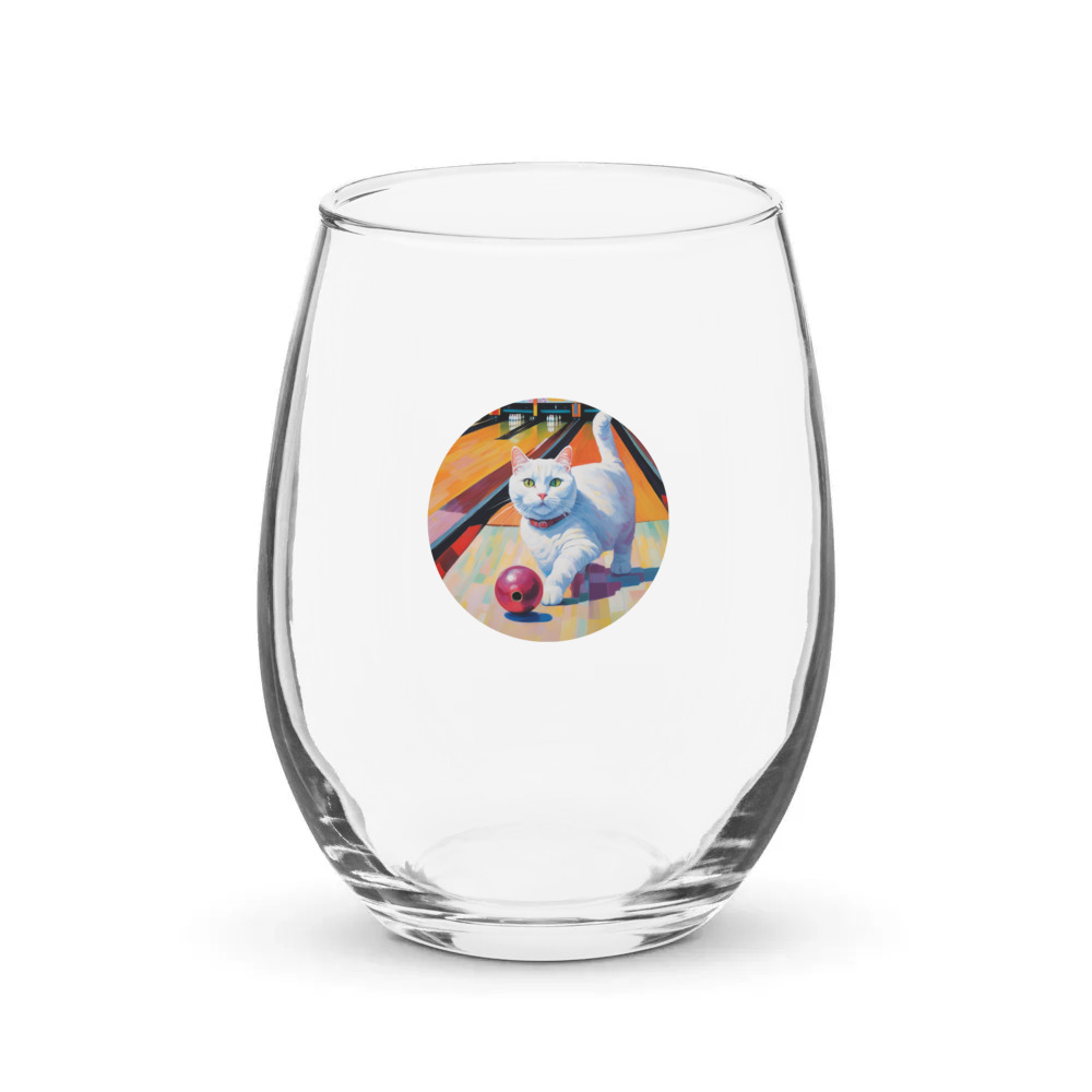 PugMug Custom White Companion Cat Stemless Wine Glass