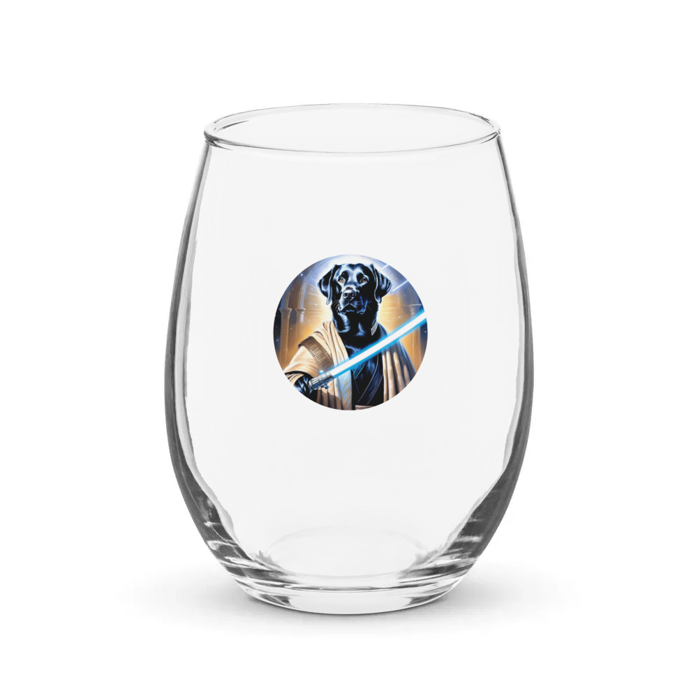 PugMug Custom Black Labrador Retriever Stemless Wine Glass