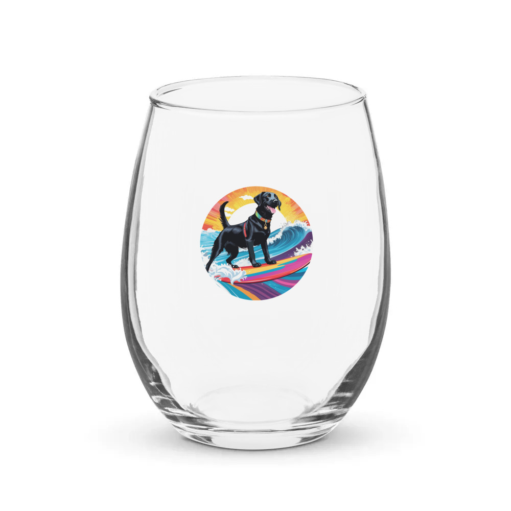 PugMug Custom Black Labrador Retriever Stemless Wine Glass