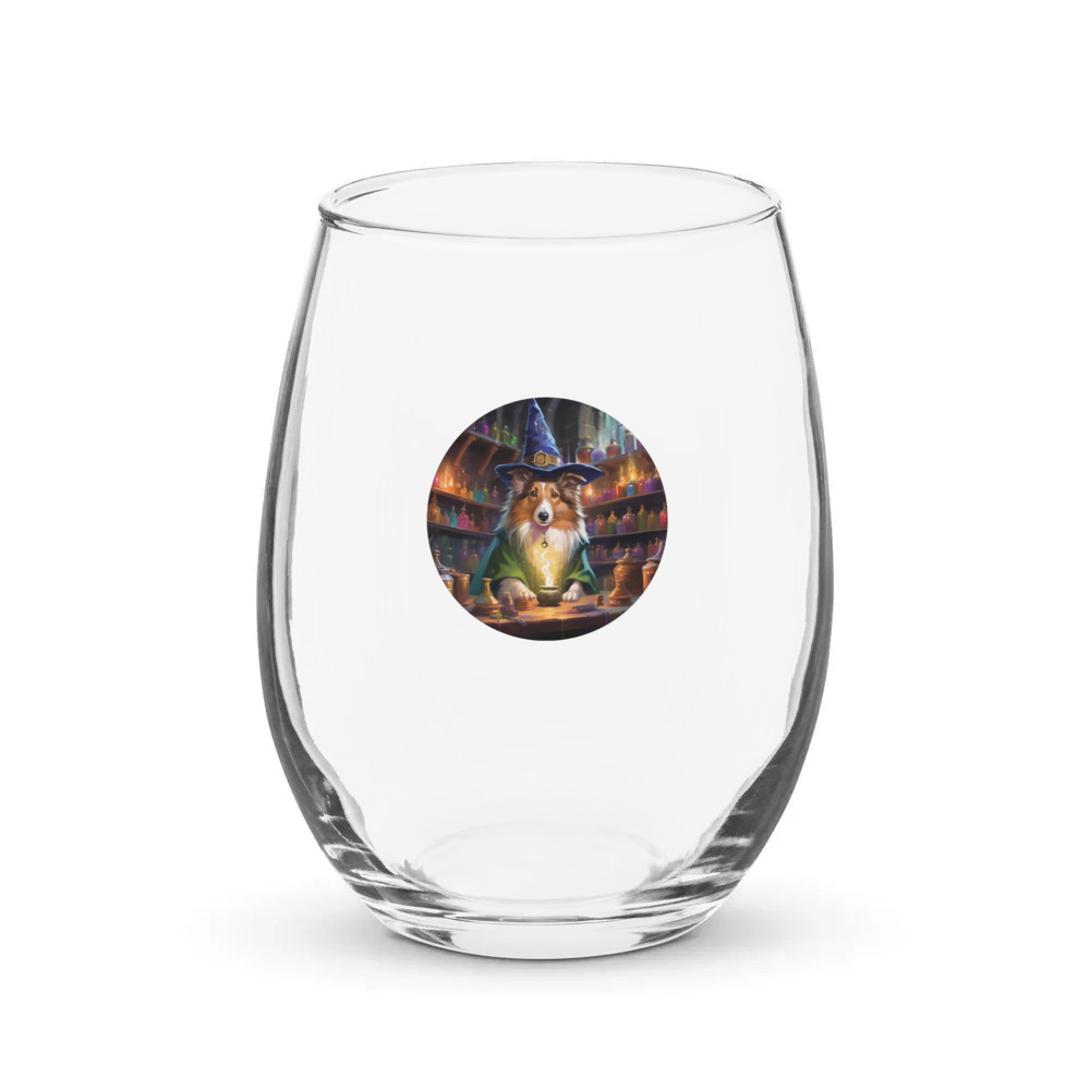 PugMug Custom Shetland Sheepdog Stemless Wine Glass