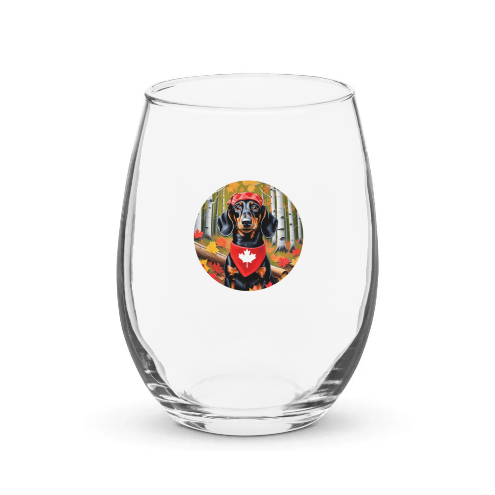 PugMug Custom Black Dachshund Stemless Wine Glass