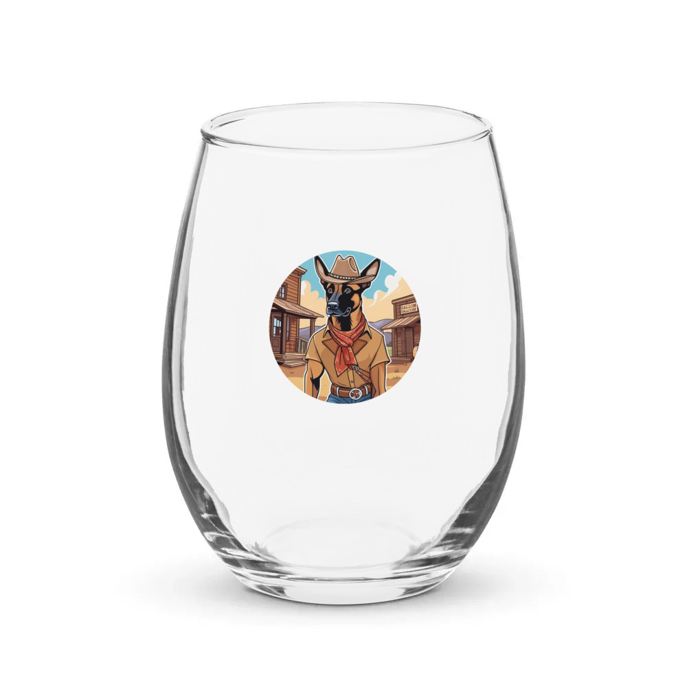 PugMug Custom Belgian Malinois Stemless Wine Glass