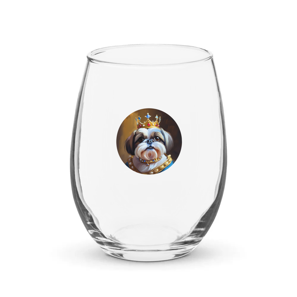 PugMug Custom Shih Tzu Stemless Wine Glass