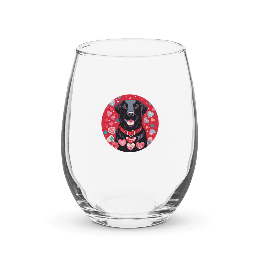PugMug Custom Black Labrador Retriever Stemless Wine Glass