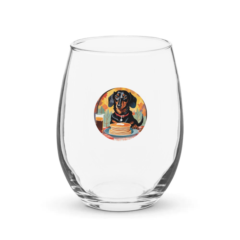 PugMug Custom Black Dachshund Stemless Wine Glass