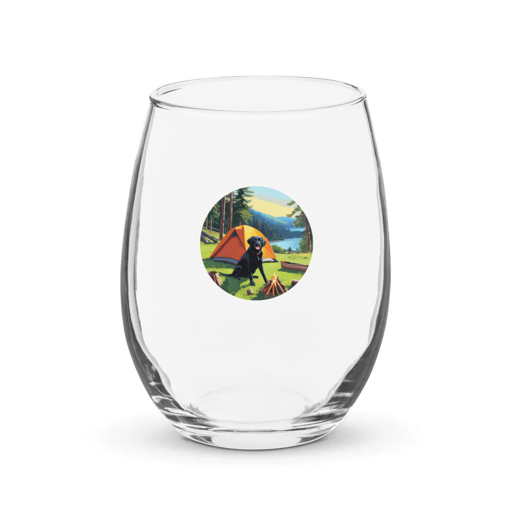PugMug Custom Black Labrador Retriever Stemless Wine Glass