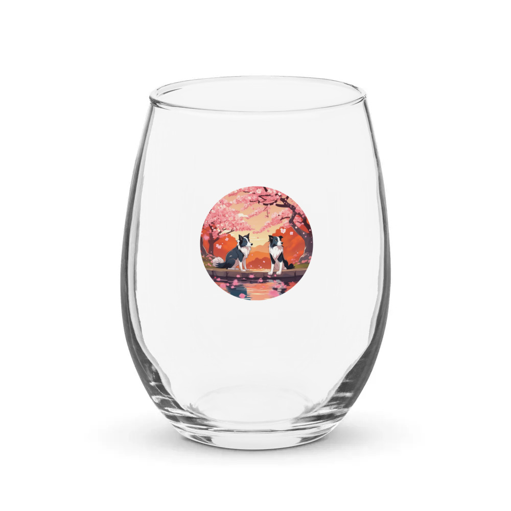 PugMug Custom Border Collie Stemless Wine Glass