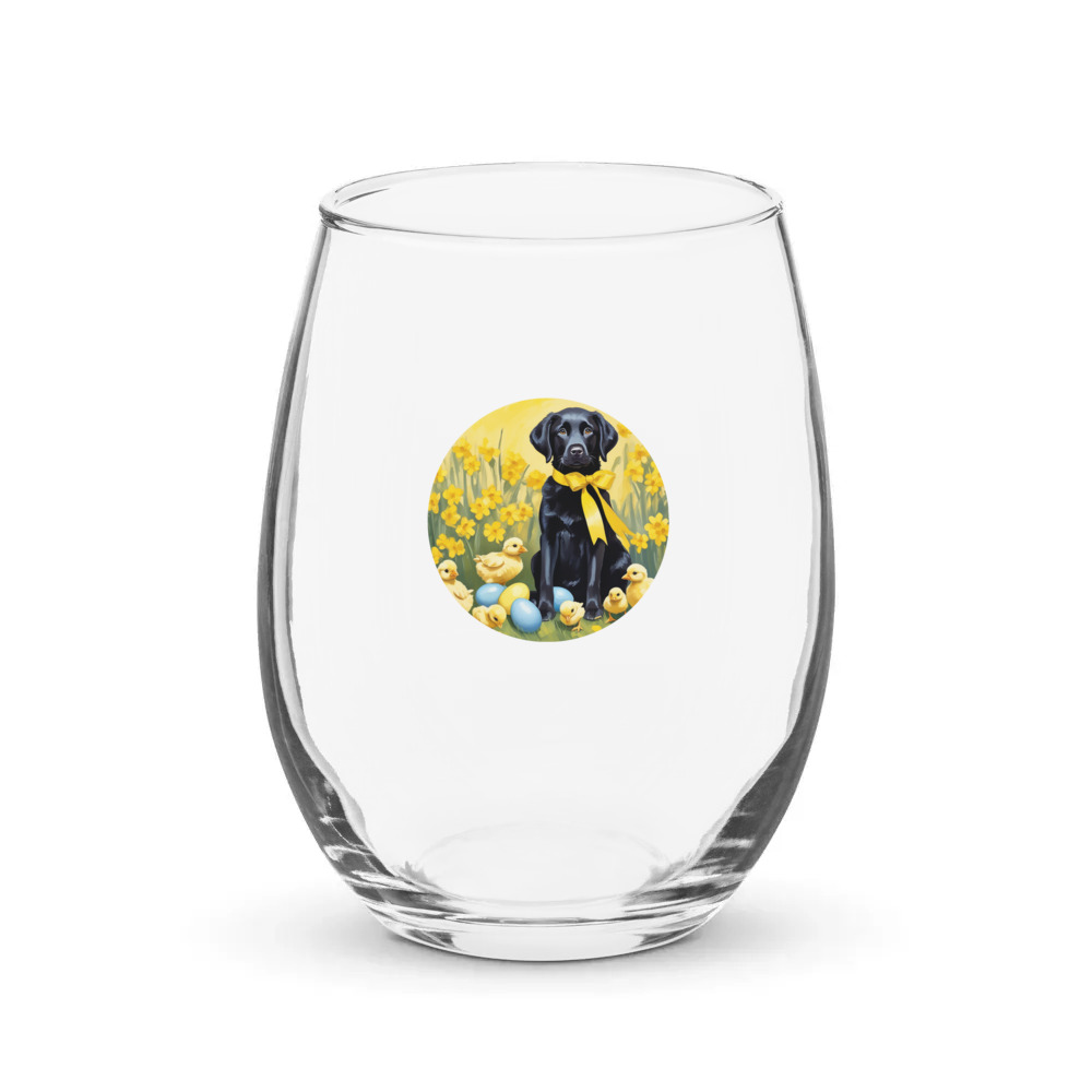PugMug Custom Black Labrador Retriever Stemless Wine Glass
