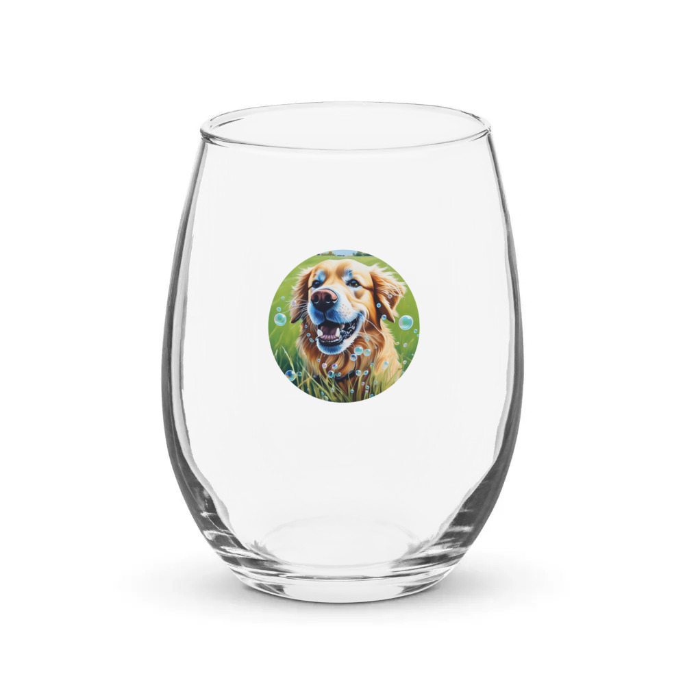 PugMug Custom Golden Retriever Stemless Wine Glass