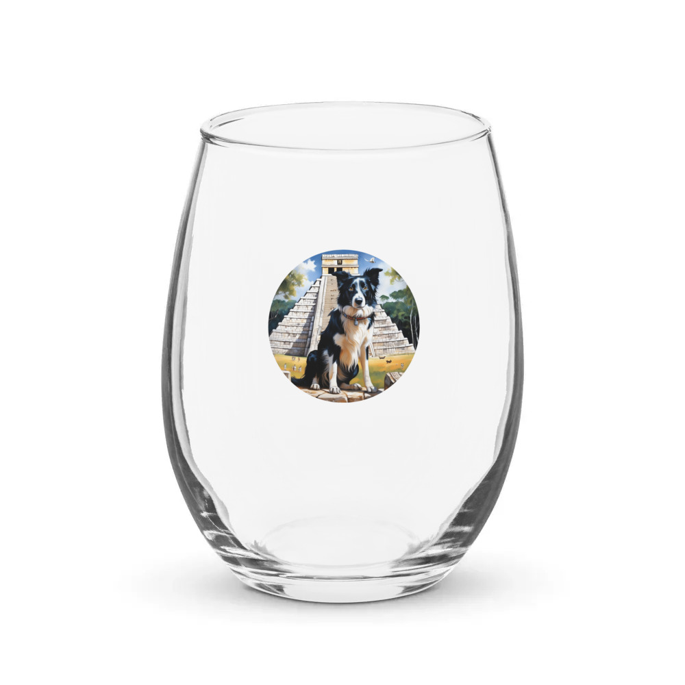 PugMug Custom Border Collie Stemless Wine Glass