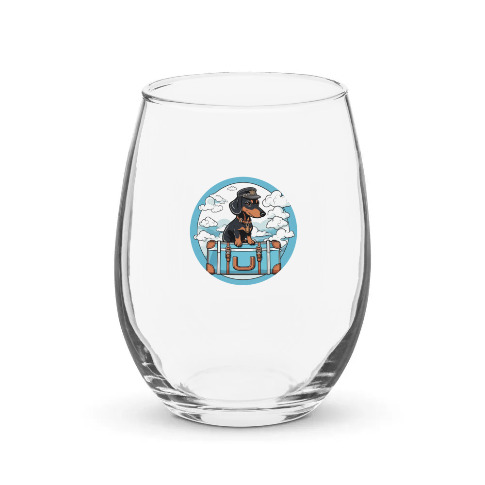 PugMug Custom Black Dachshund Stemless Wine Glass