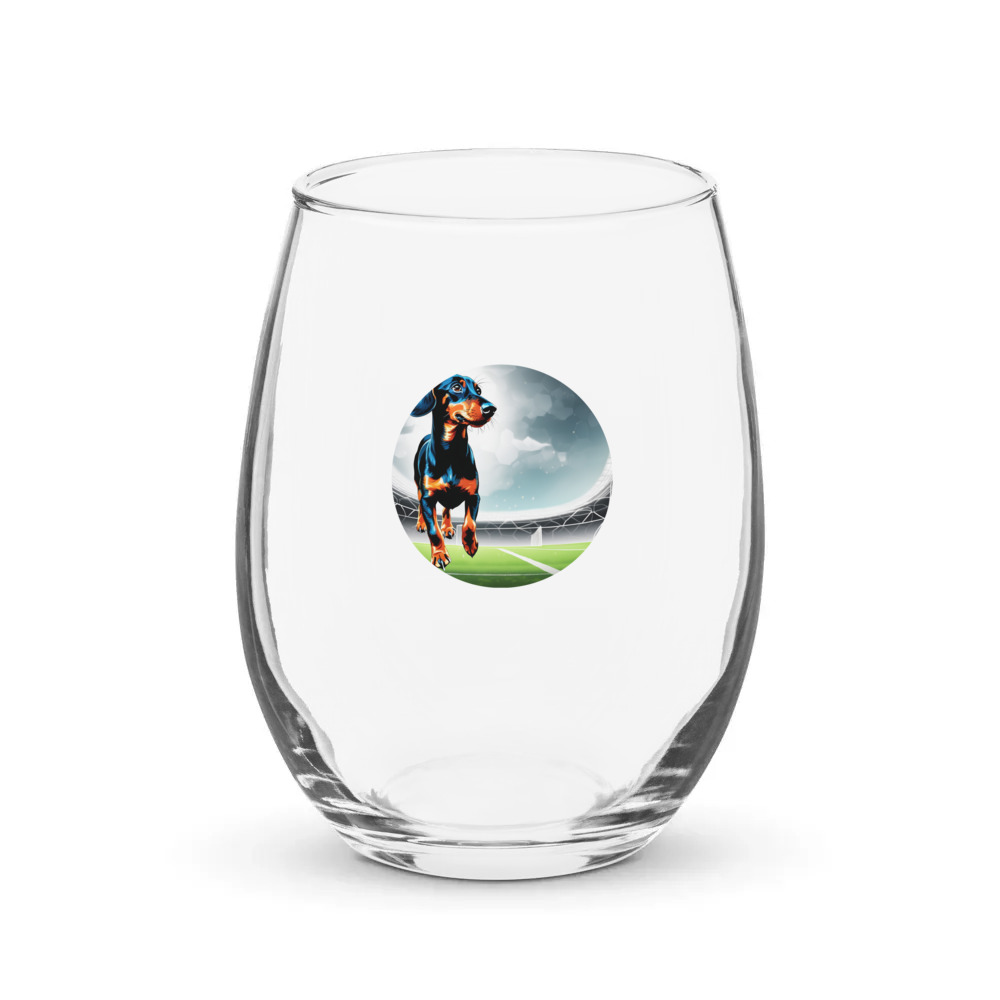 PugMug Custom Black Dachshund Stemless Wine Glass
