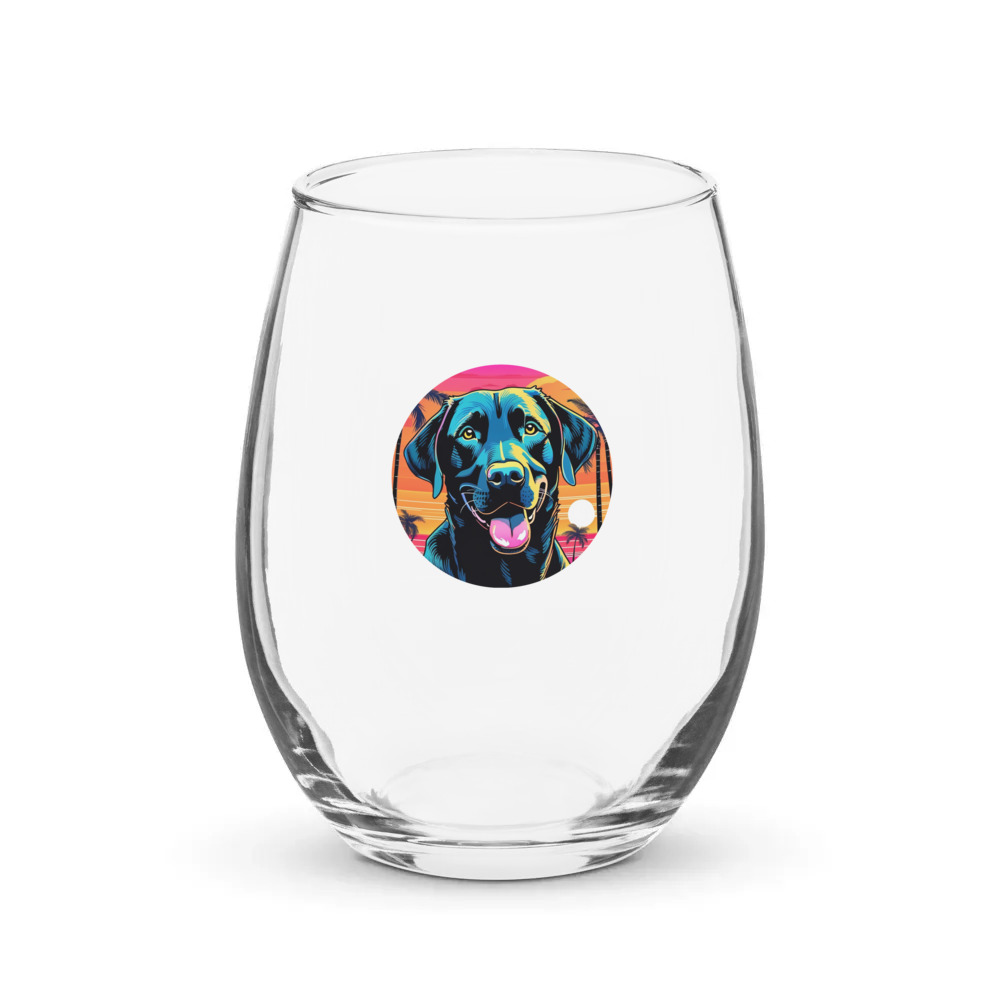 PugMug Custom Black Labrador Retriever Stemless Wine Glass