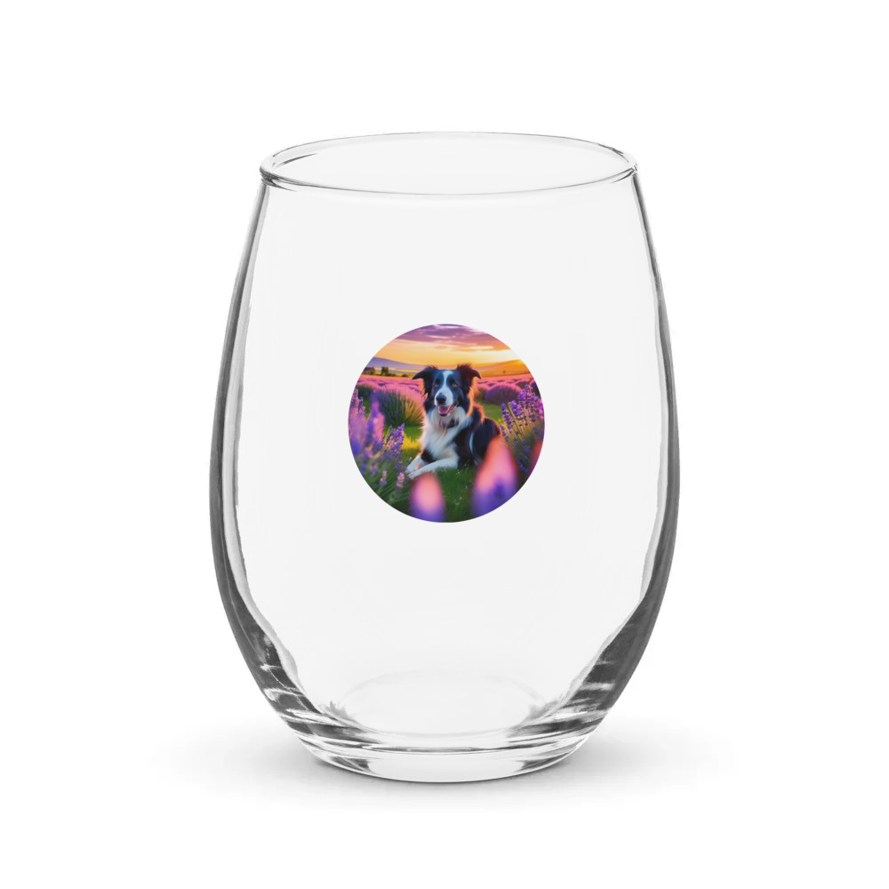 PugMug Custom Border Collie Stemless Wine Glass