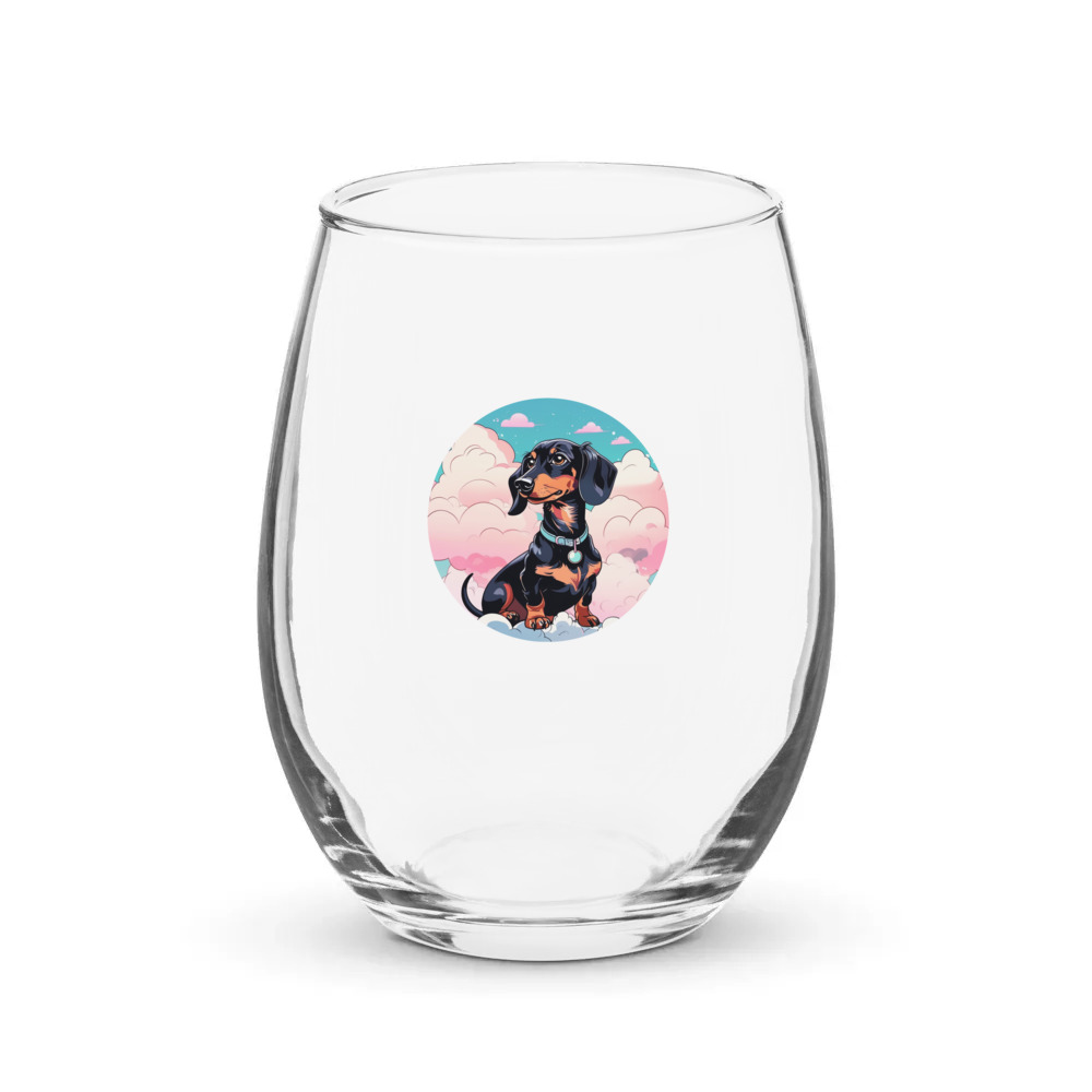 PugMug Custom Black Dachshund Stemless Wine Glass