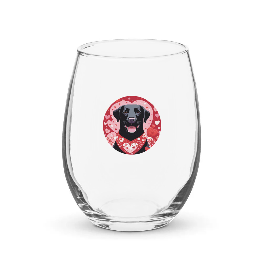 PugMug Custom Black Labrador Retriever Stemless Wine Glass