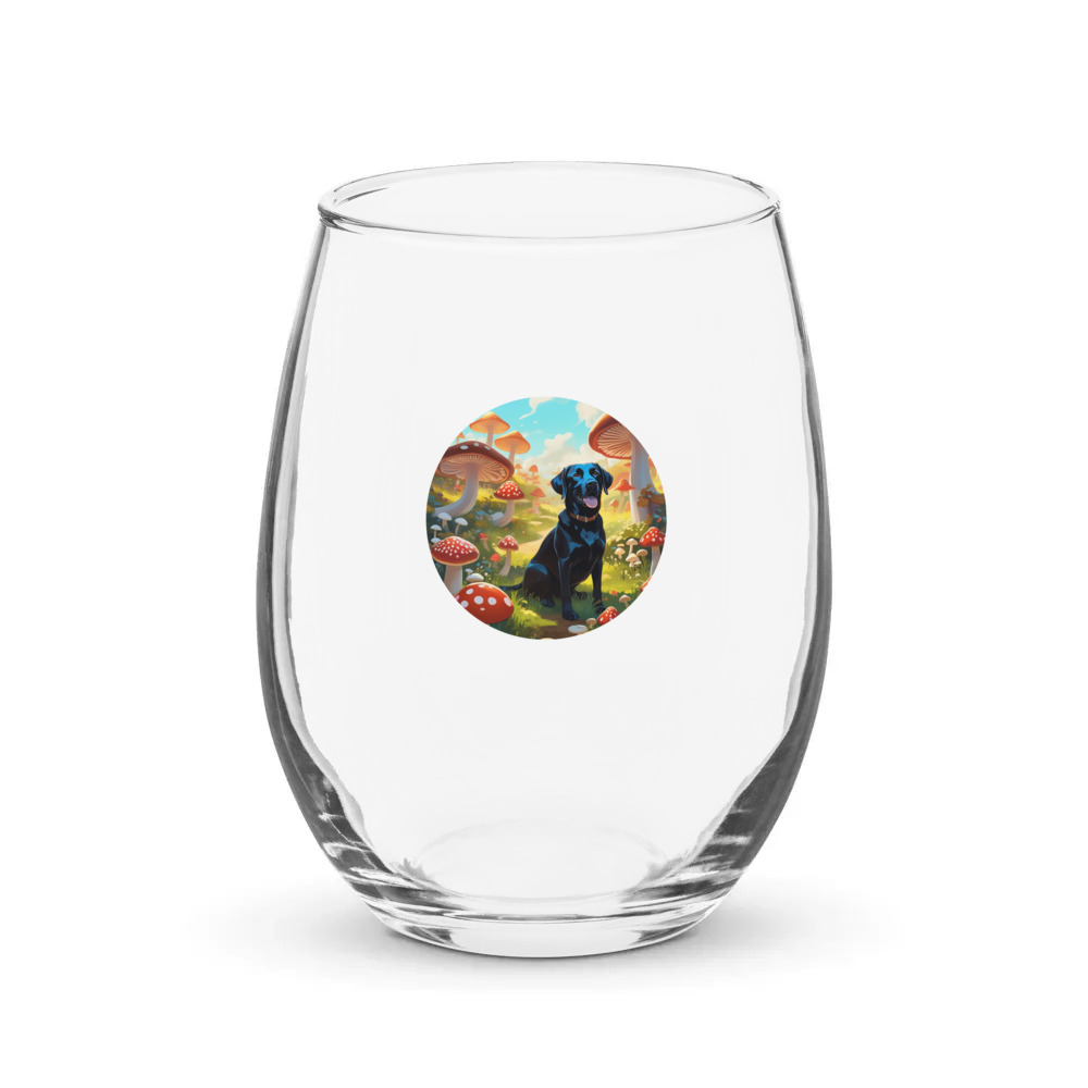 PugMug Custom Black Labrador Retriever Stemless Wine Glass