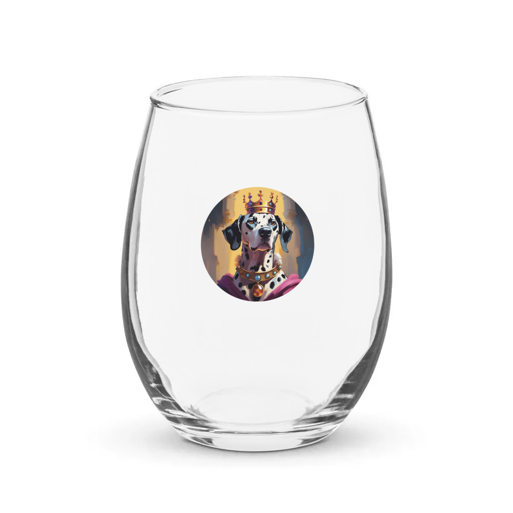 PugMug Custom Dalmatian Stemless Wine Glass