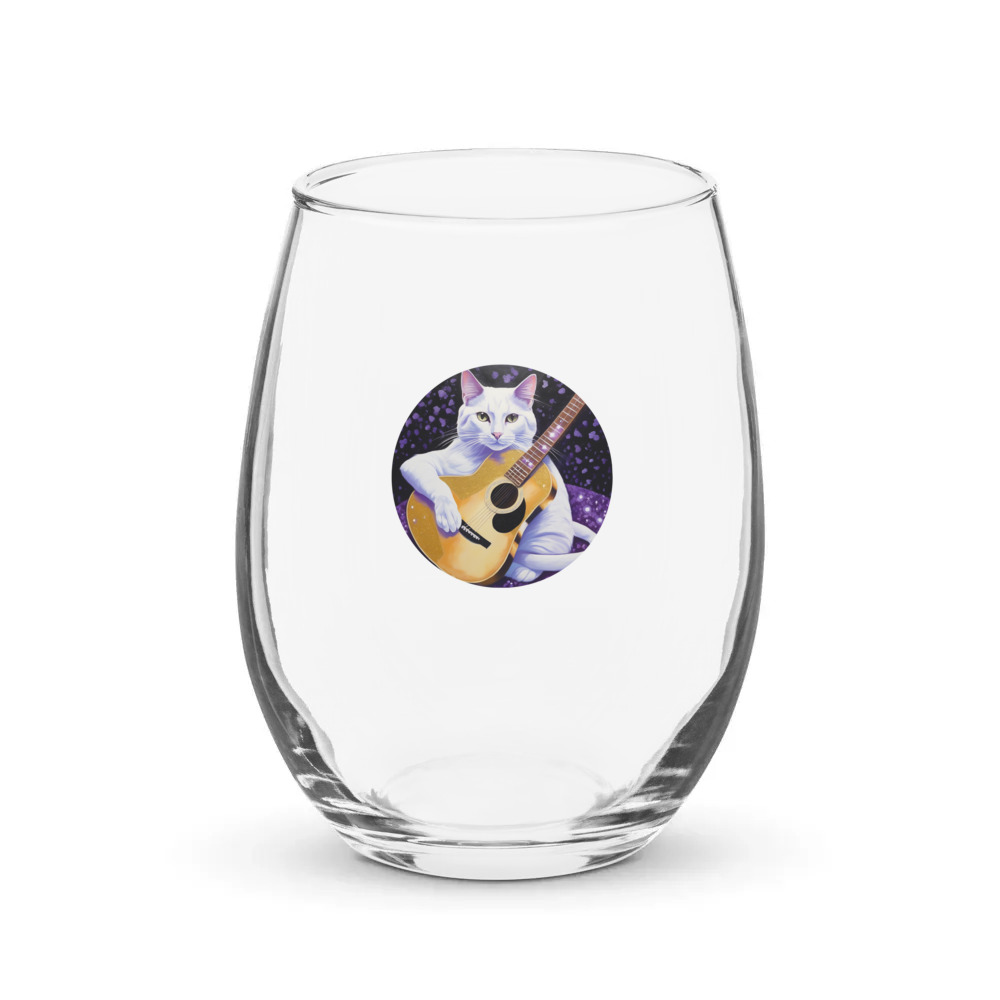 PugMug Custom White Companion Cat Stemless Wine Glass