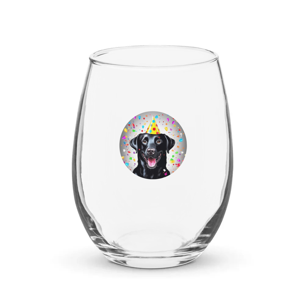 PugMug Custom Black Labrador Retriever Stemless Wine Glass