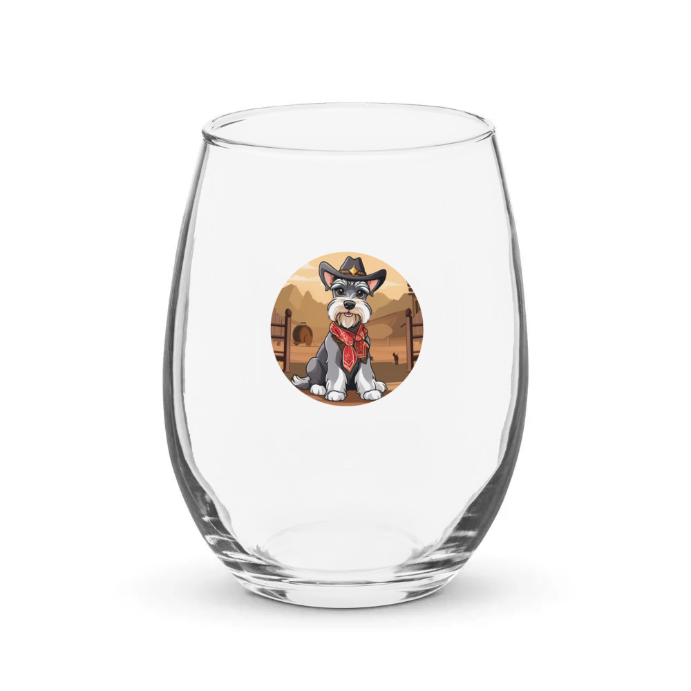 PugMug Custom Miniature Schnauzer Stemless Wine Glass