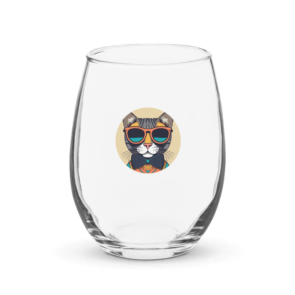 PugMug Custom Tabby Exotic Cat Stemless Wine Glass