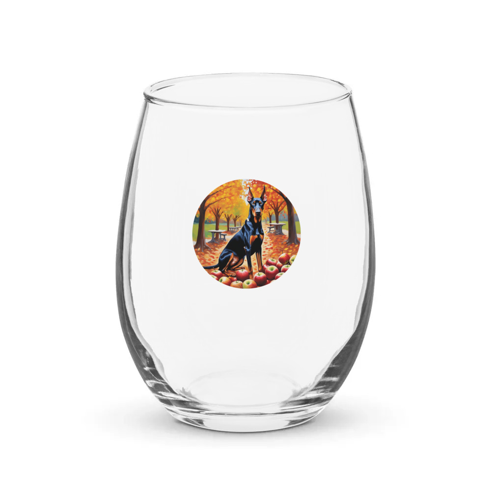 PugMug Custom Doberman Pinscher Stemless Wine Glass