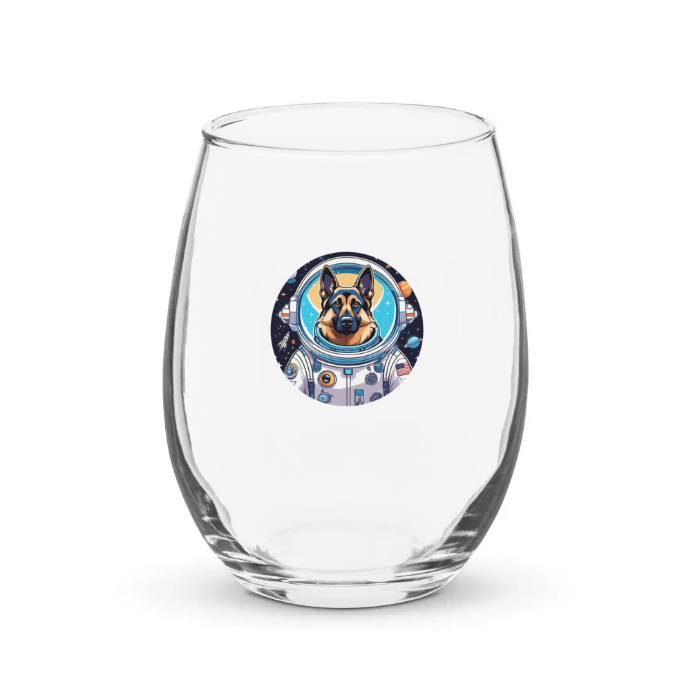 PugMug Custom German Shepherd Dog Stemless Wine Glass