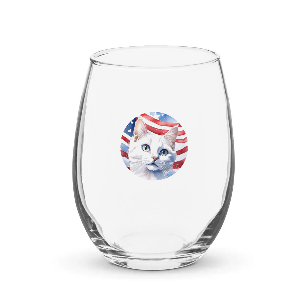 PugMug Custom White Companion Cat Stemless Wine Glass