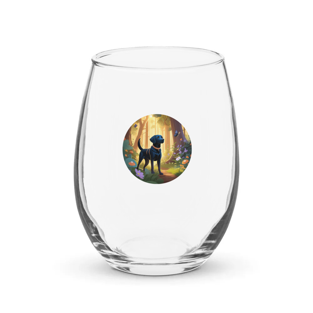 PugMug Custom Black Labrador Retriever Stemless Wine Glass