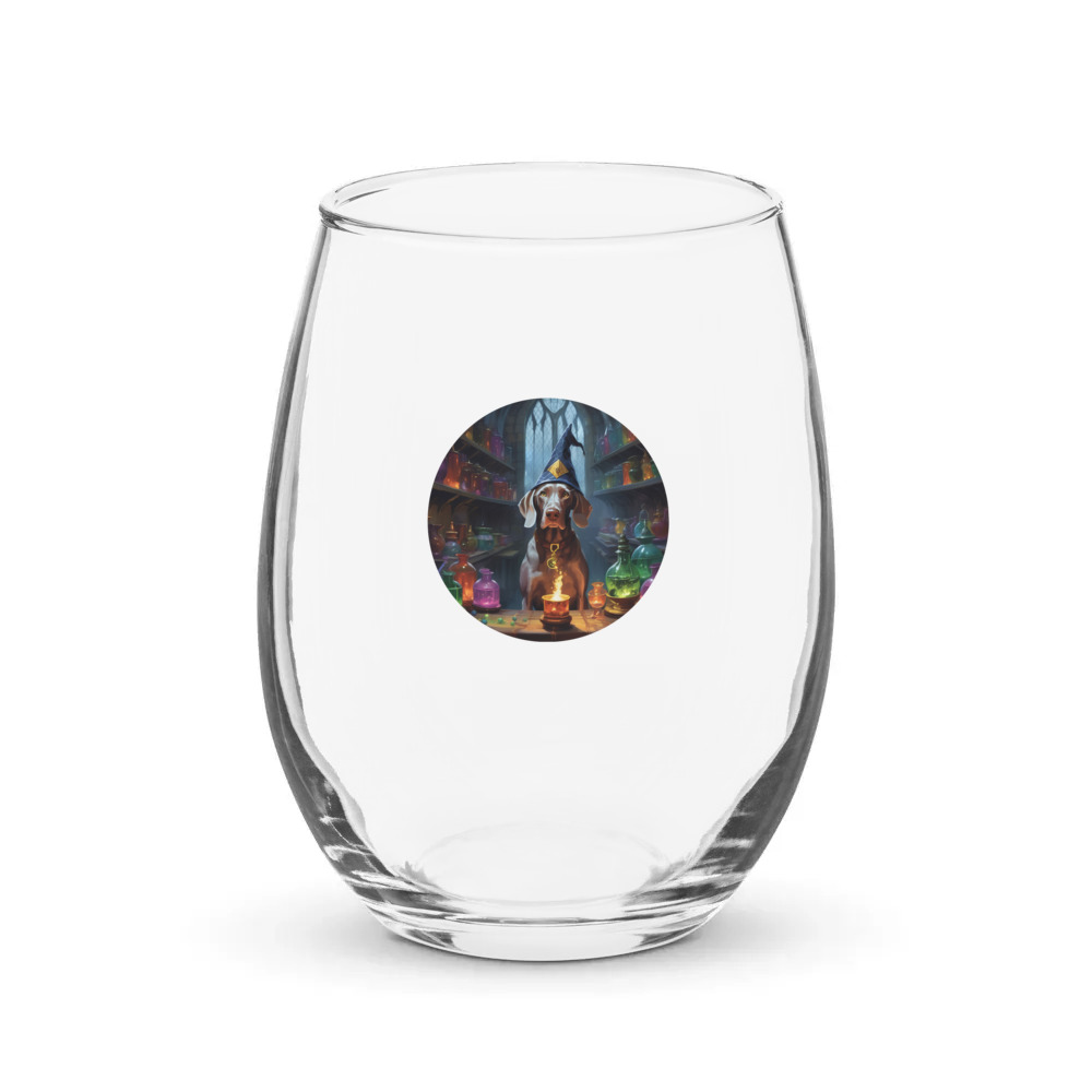 PugMug Custom Weimaraner Stemless Wine Glass