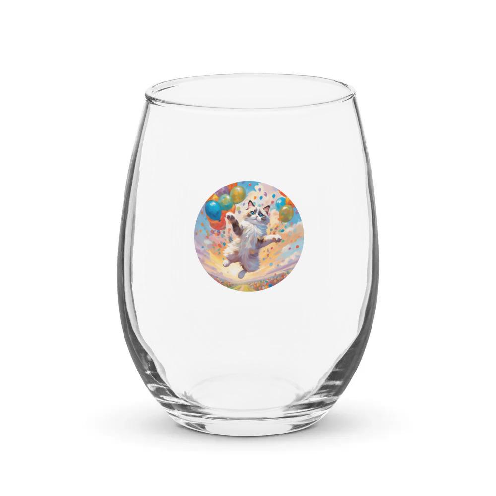 PugMug Custom Tabby Ragdoll Cat Stemless Wine Glass