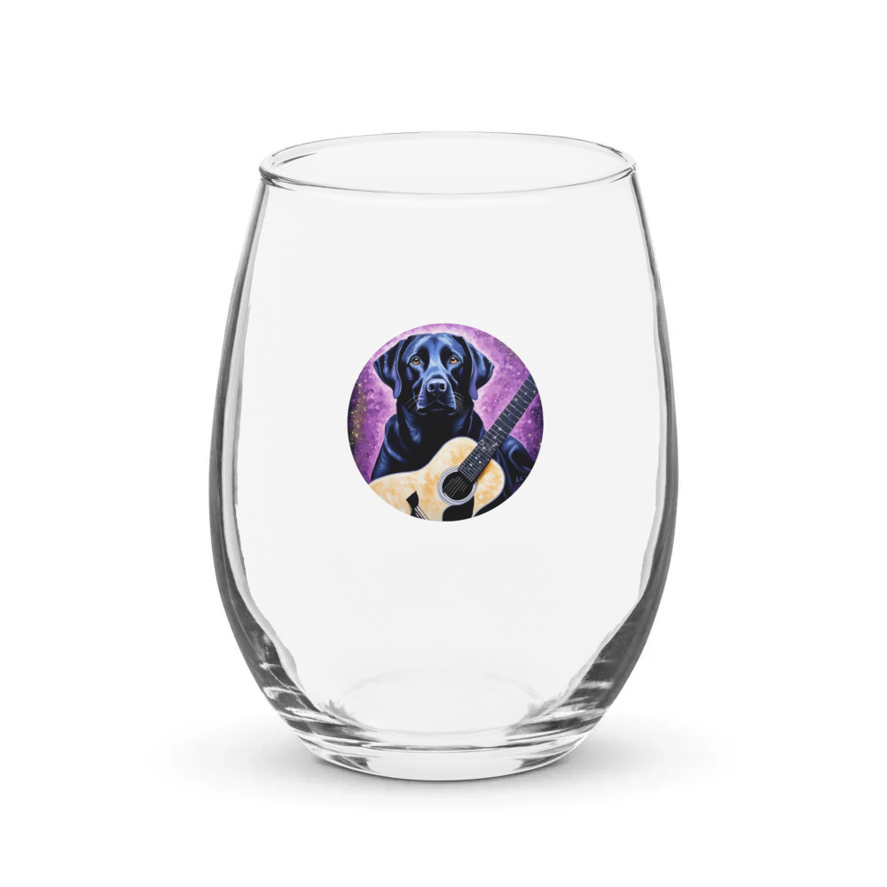 PugMug Custom Black Labrador Retriever Stemless Wine Glass