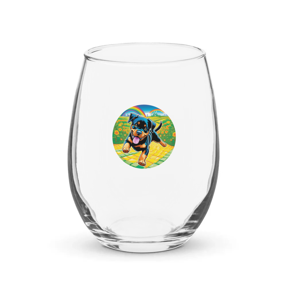 PugMug Custom Rottweiler Stemless Wine Glass