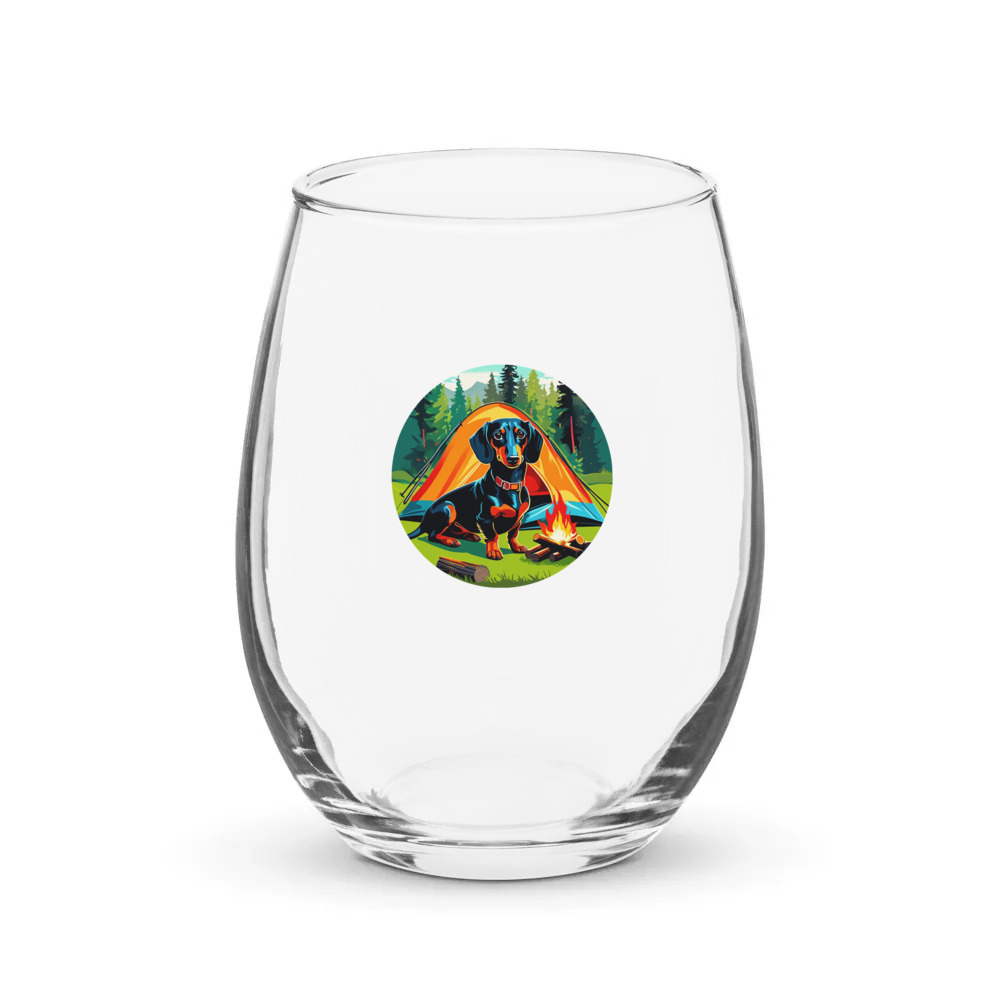 PugMug Custom Black Dachshund Stemless Wine Glass