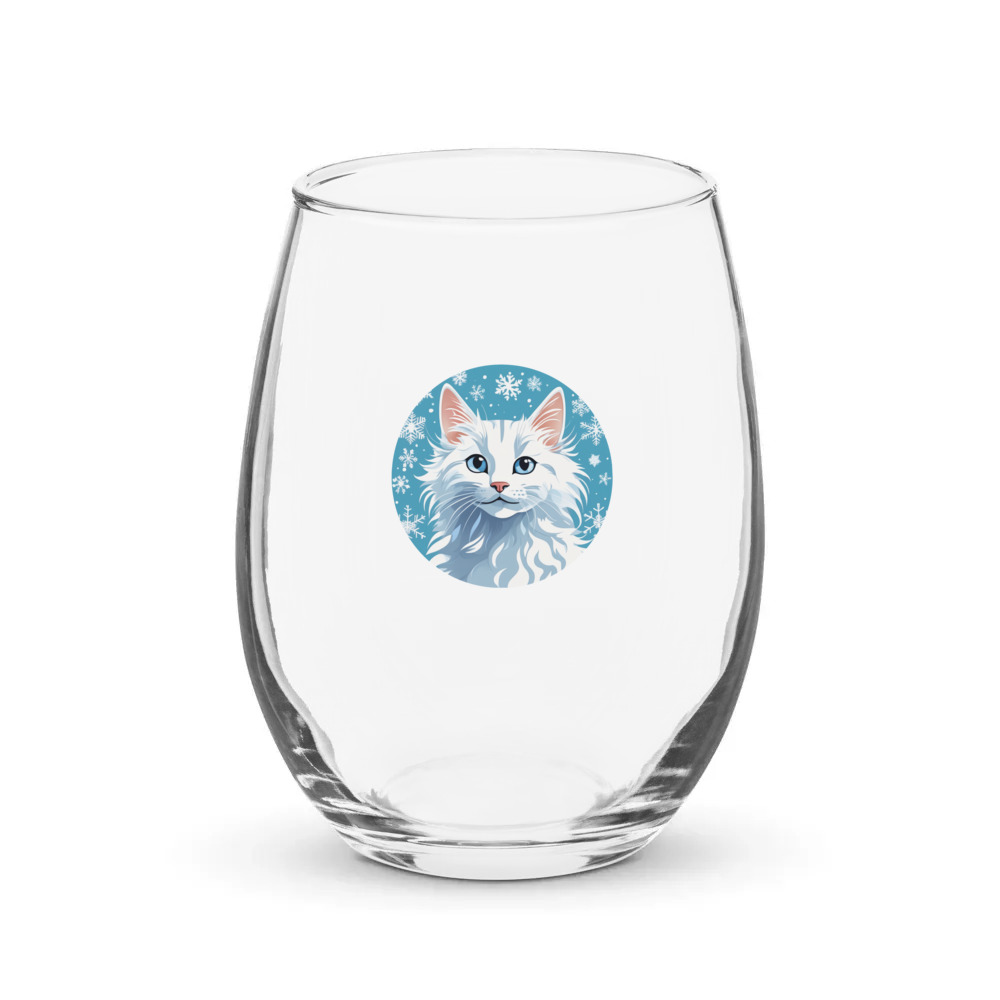 PugMug Custom White Companion Cat Stemless Wine Glass