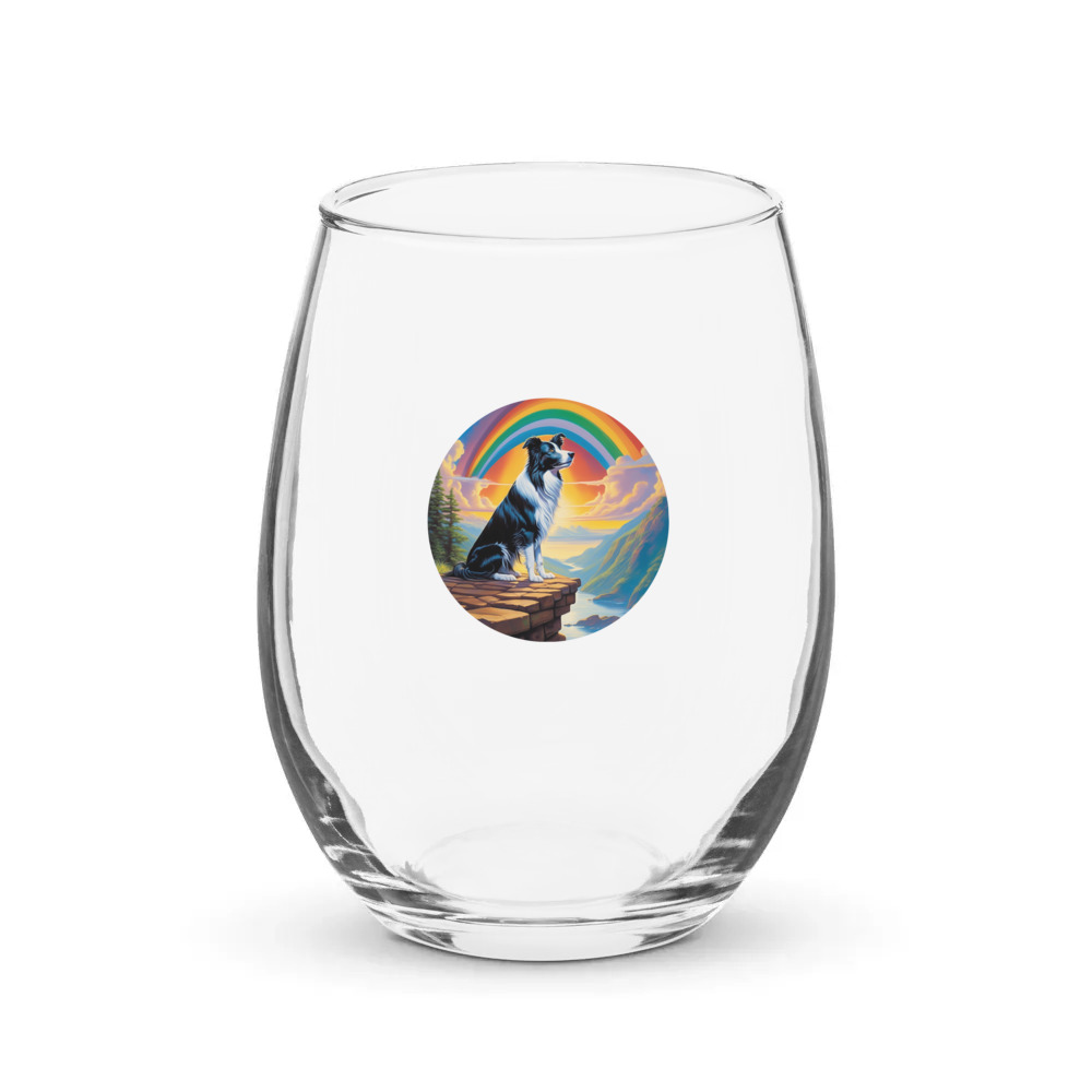 PugMug Custom Border Collie Stemless Wine Glass