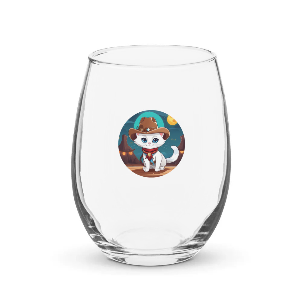 PugMug Custom White Companion Cat Stemless Wine Glass