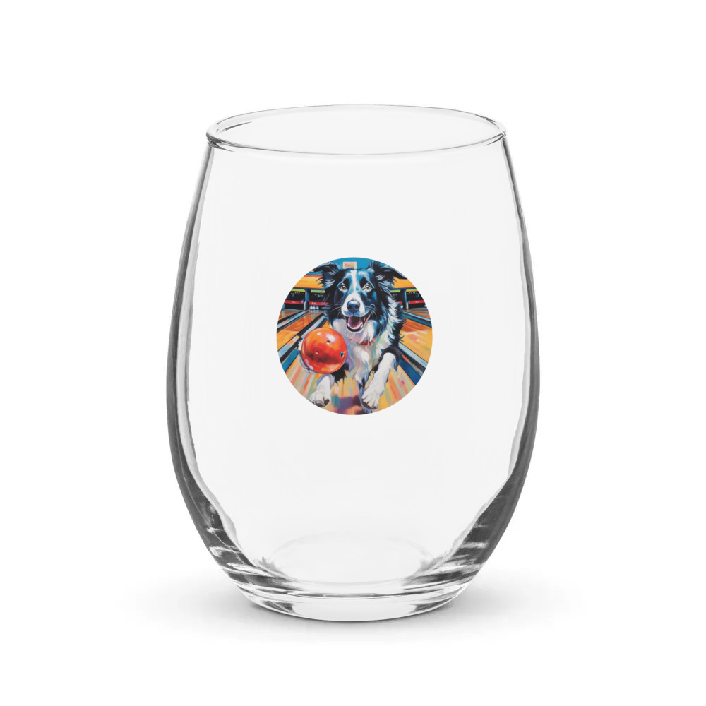 PugMug Custom Border Collie Stemless Wine Glass