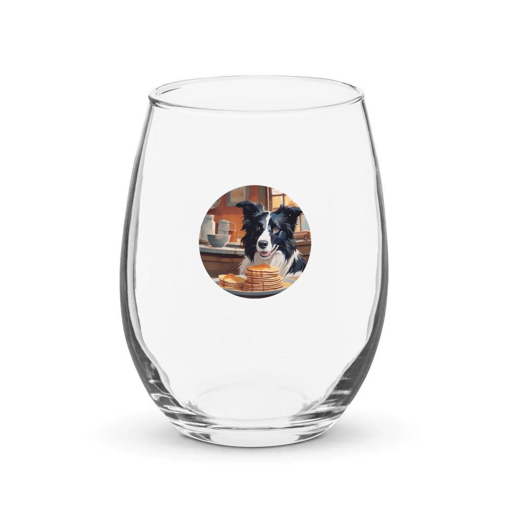 PugMug Custom Border Collie Stemless Wine Glass